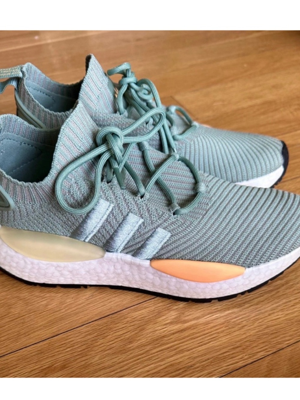 Adidas Women's Sneakers in Light Green and Orange